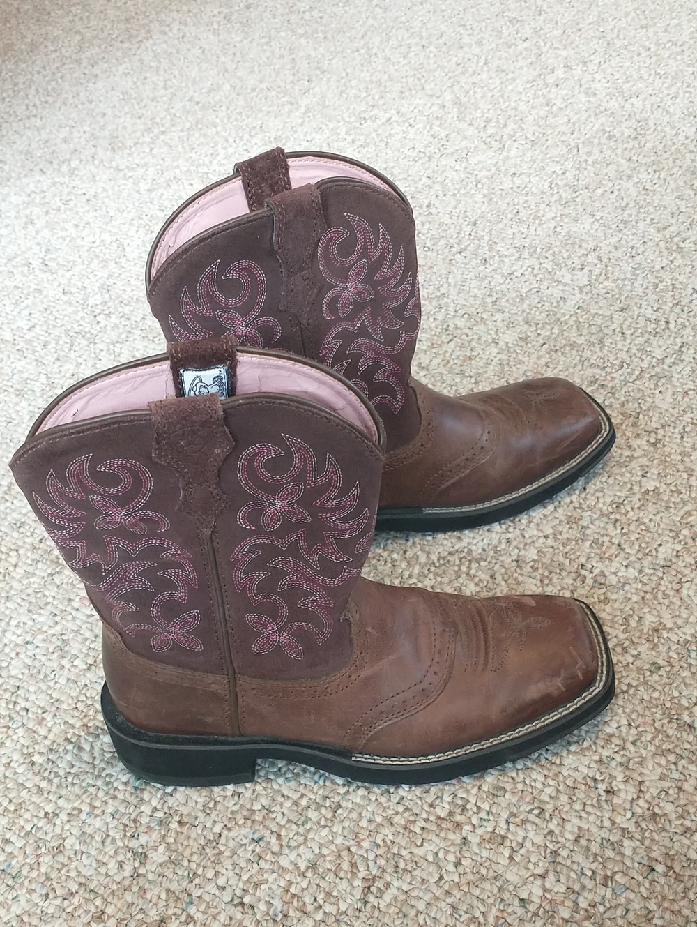 Ariat Fat Baby Embroidered Leather Suede Women's Western Boots US 7 B
